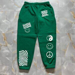 Y2k Faded Rose Green Sweatpants Sz Medium